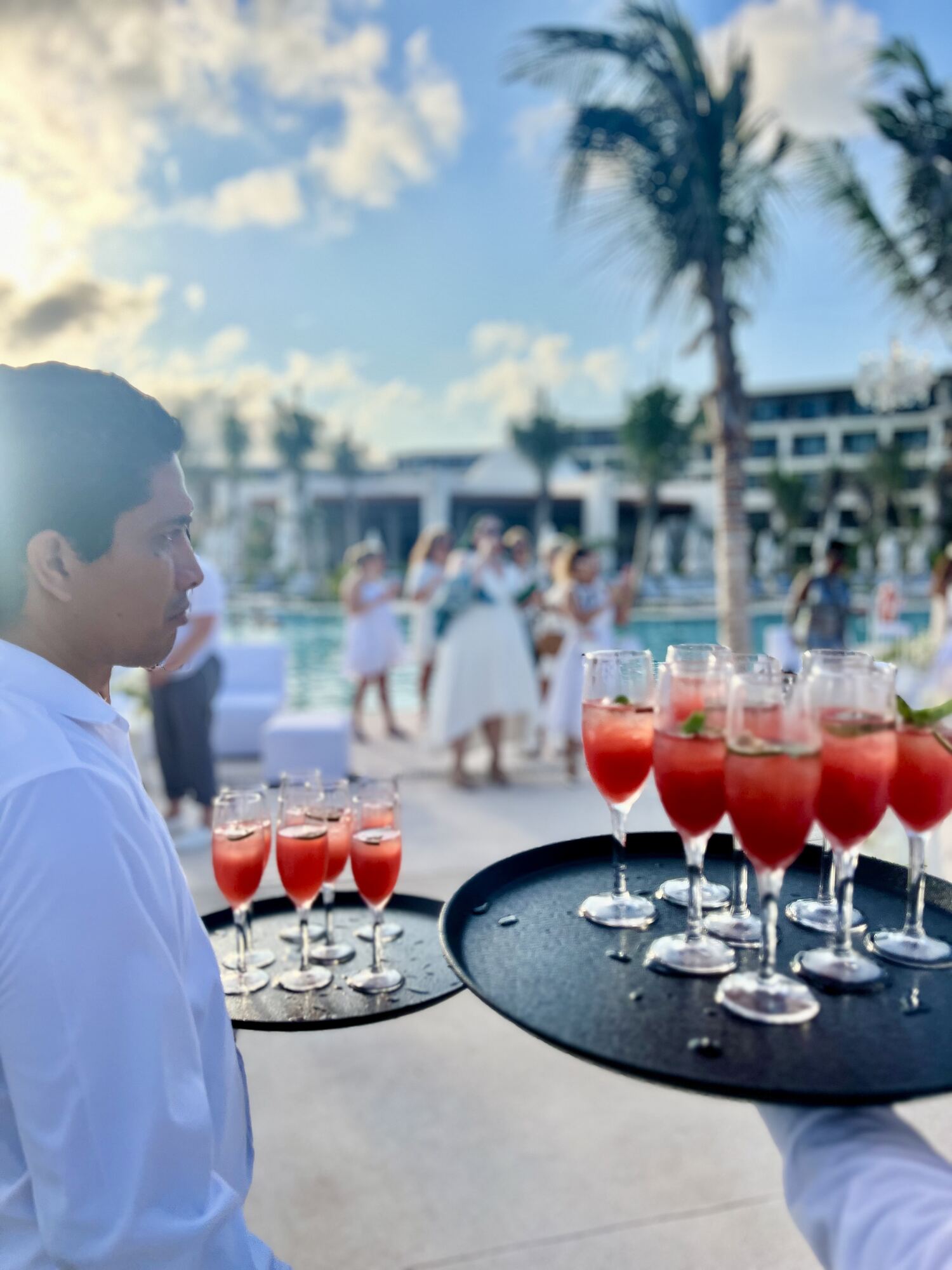 Wedding guest giving a toast at a destination wedding reception — a moment that only happens if the guests can afford to be in the room