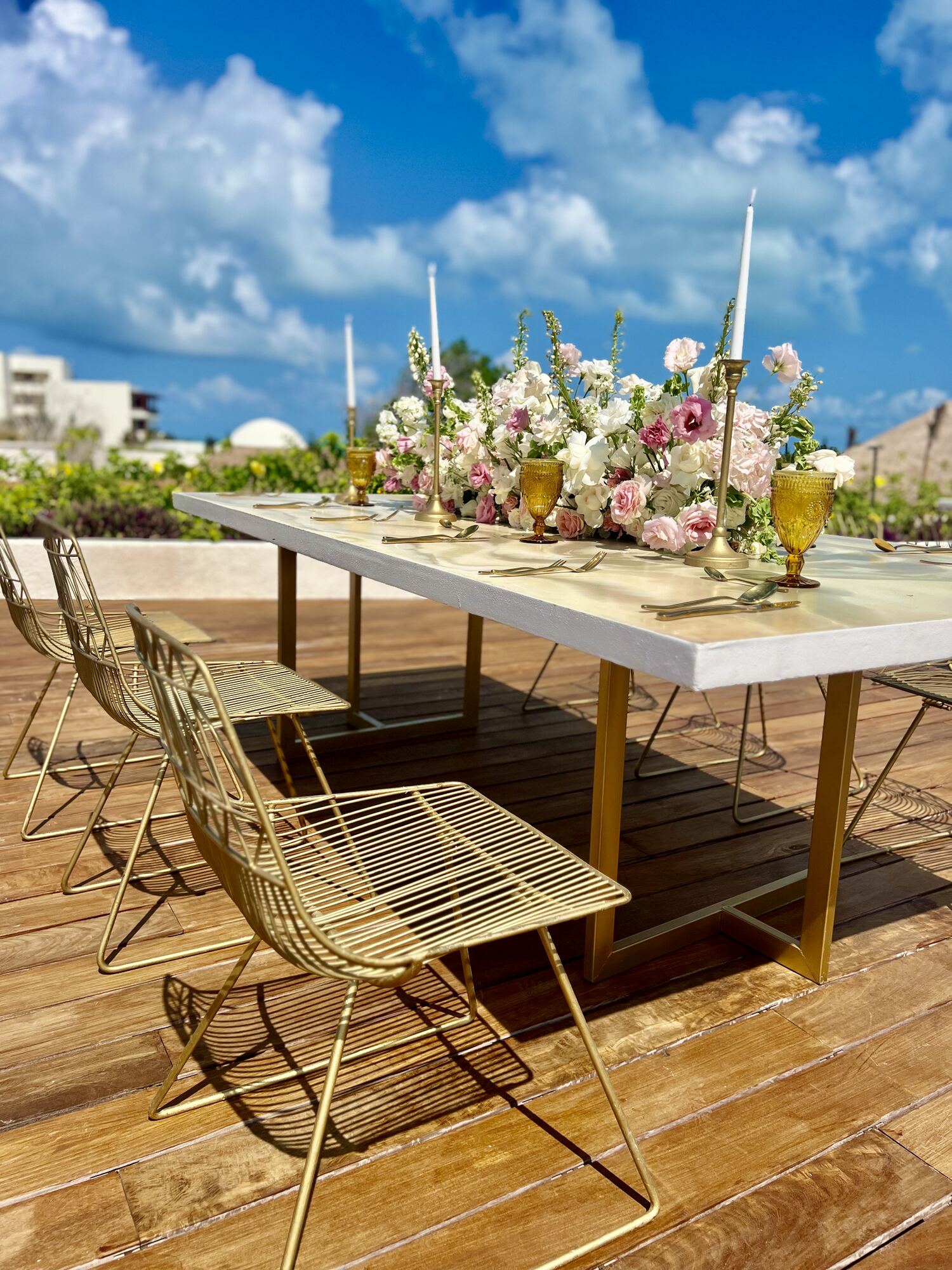 Reception tablescape at an all-inclusive destination wedding