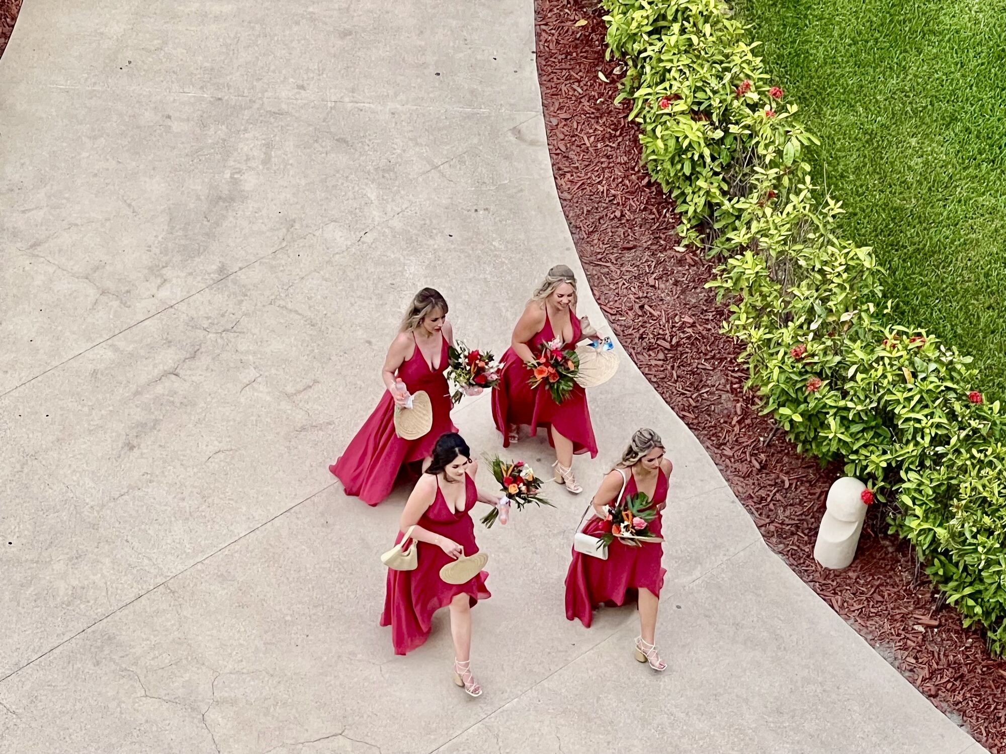 Wedding group boarding a private shuttle from the airport with luggage — upgraded non-stop group transfers are a common negotiated perk that public individual reservations don't include