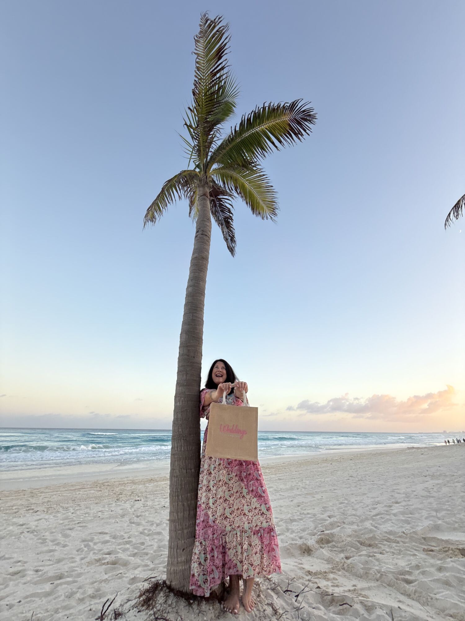 Wedding guests arriving at the resort with luggage