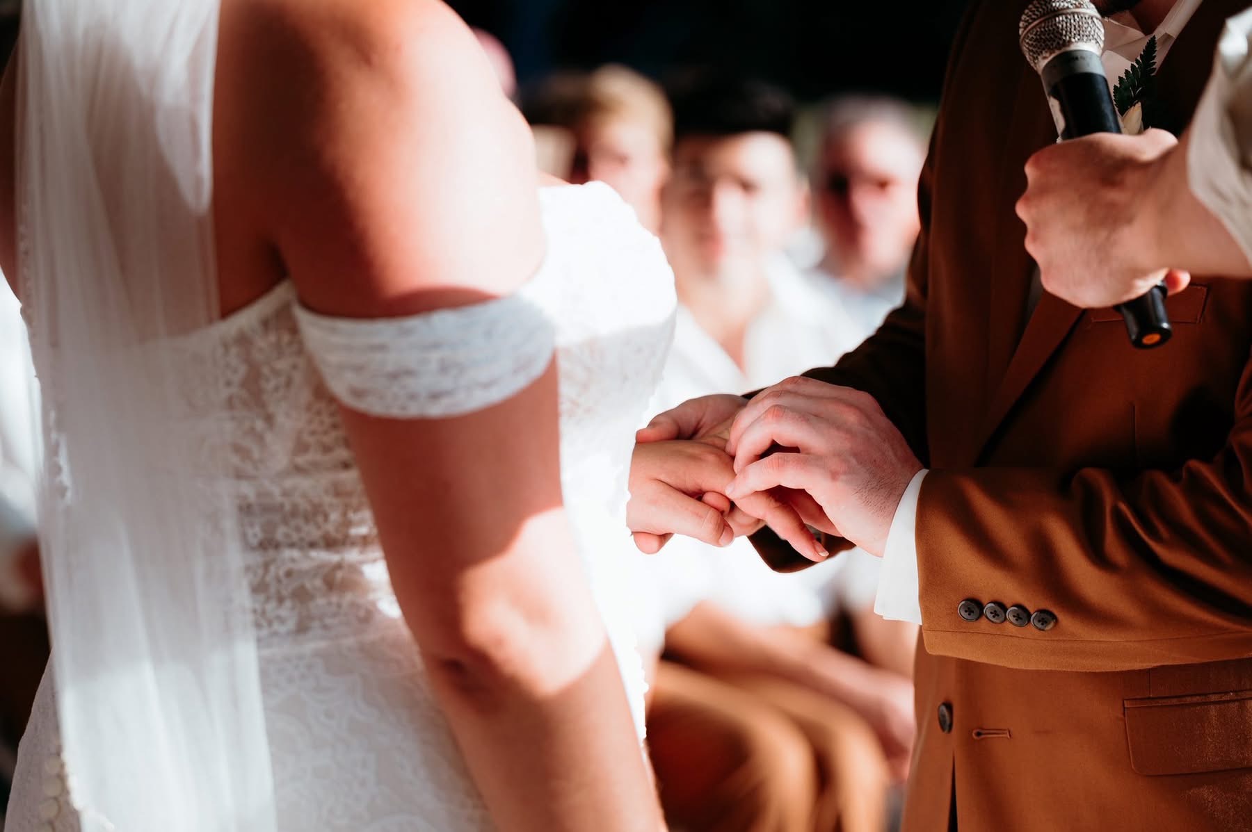 Ring exchange during a destination wedding ceremony