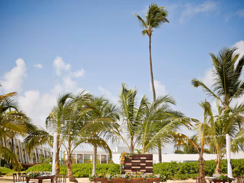 A preferred beach wedding venue at Dreams Onyx Punta Cana, the kind of setup an independent planner books before the resort coordinator gets involved