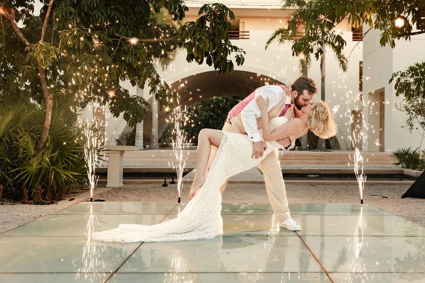 Newlyweds sharing their first dance at Secrets Akumal Riviera Maya