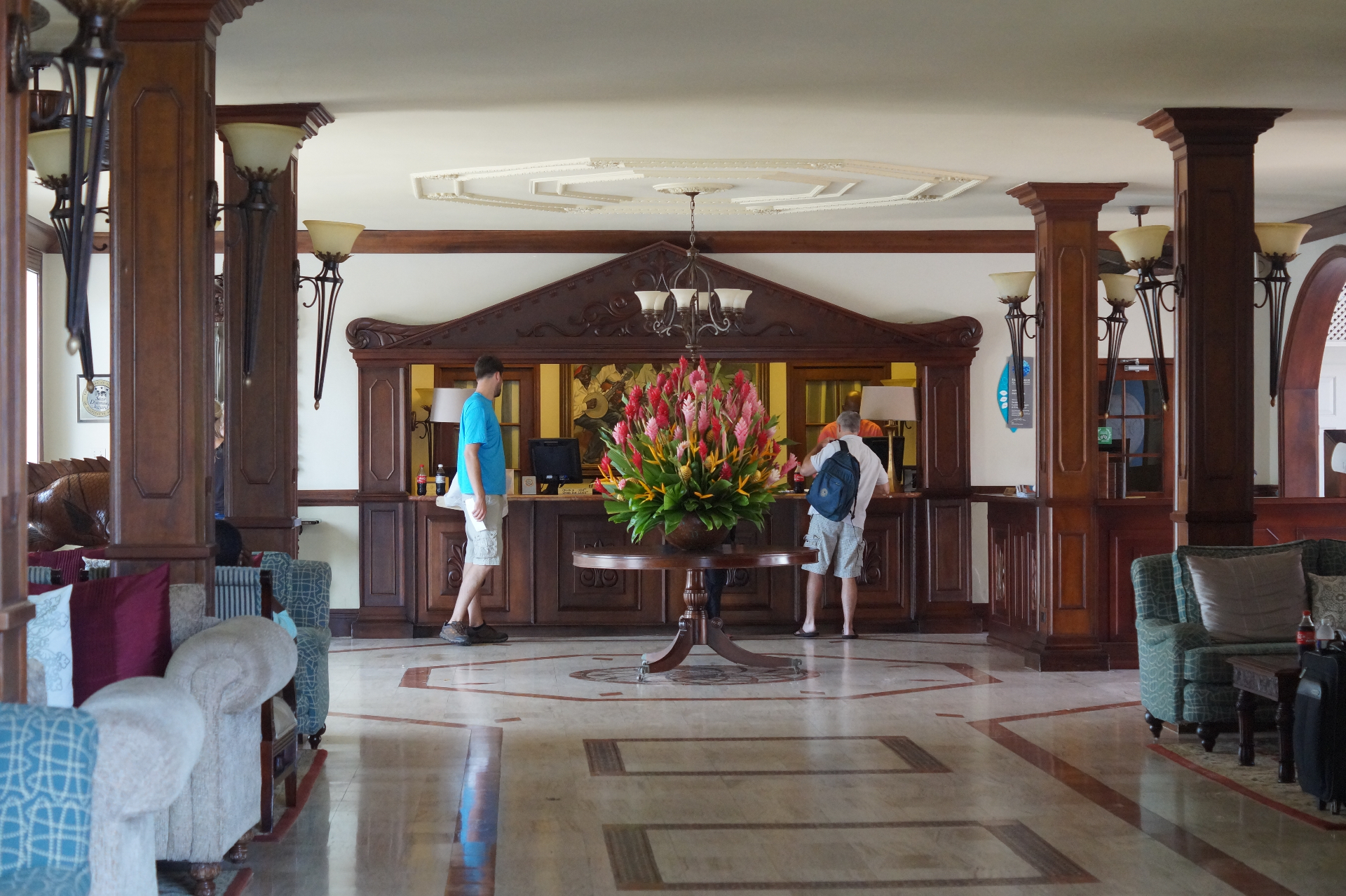 Resort lobby where wedding guests check into their room block