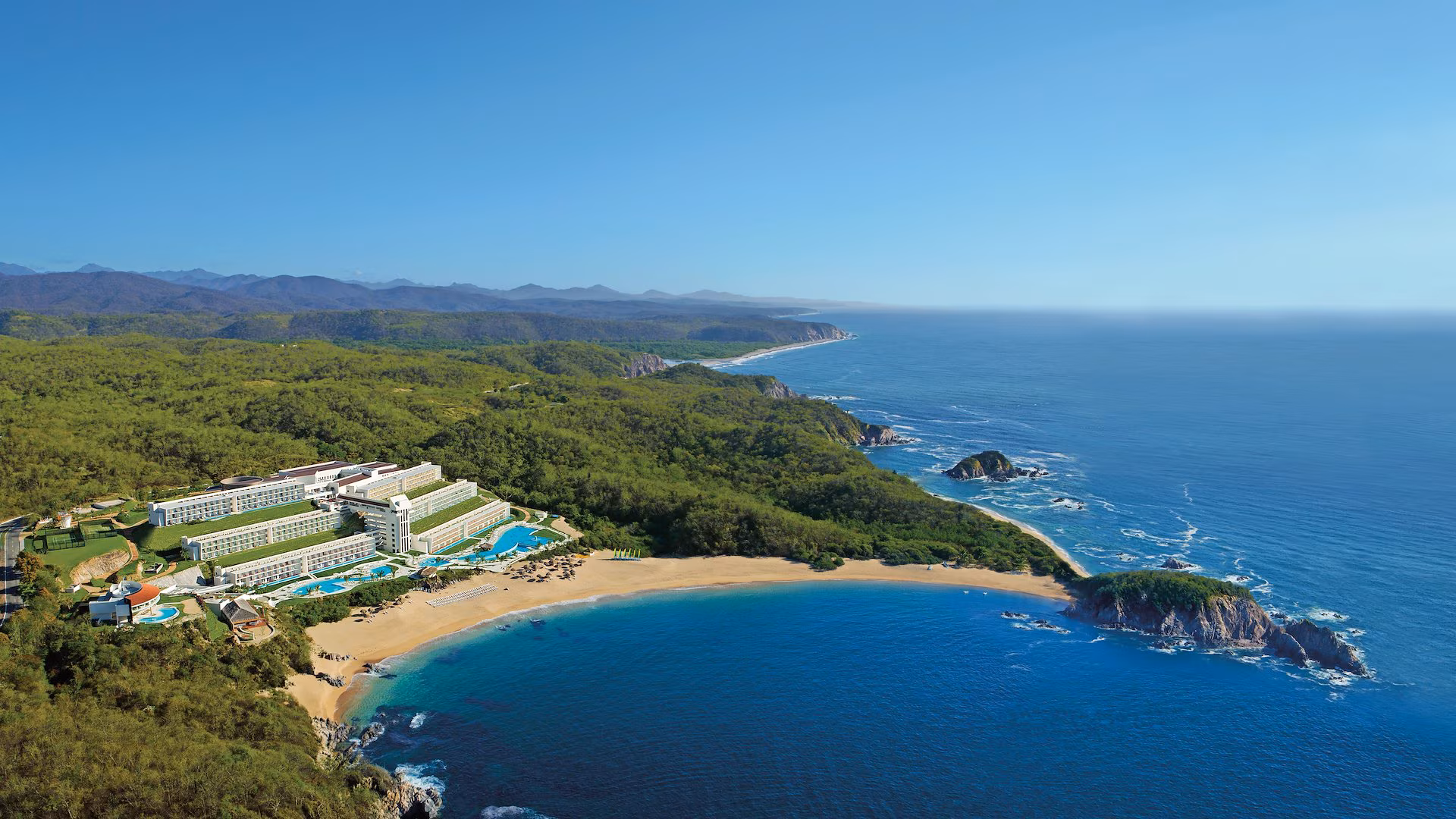 Secluded Huatulco Pacific bay with protected coastal scenery