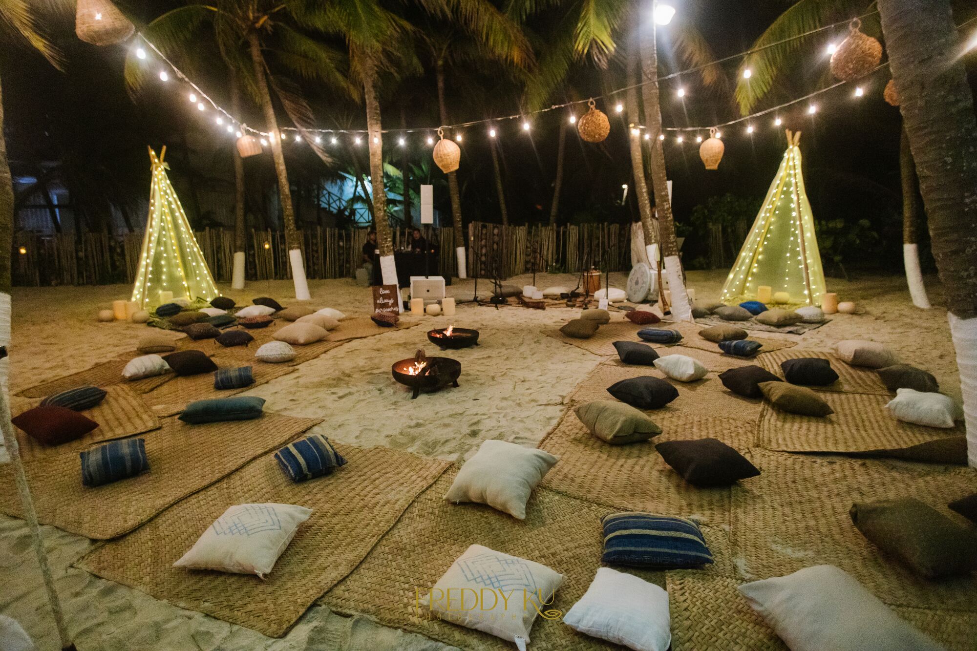 Multi-generational family and friends gathered at a destination wedding welcome party — the kind of relaxed, blended-family moment that early communication protects